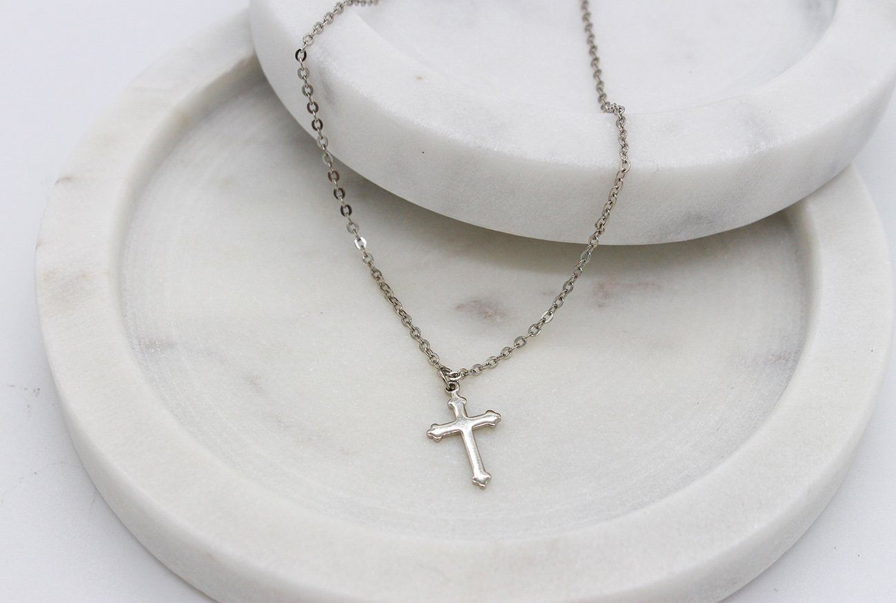 Silver 2 Cross Pendant Necklace | Warren James