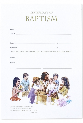 Baptism Certificate Pack of 10 Children
