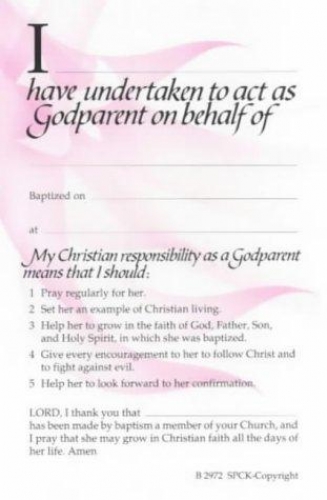 Godparent Card Pink Pack of 10
