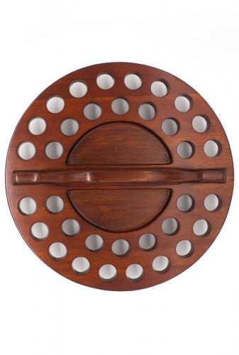 Communion Tray Round Wooden 34 Cup