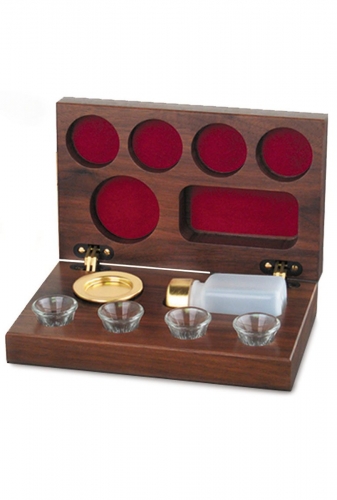 Portable Communion 4 Cup Set Walnut