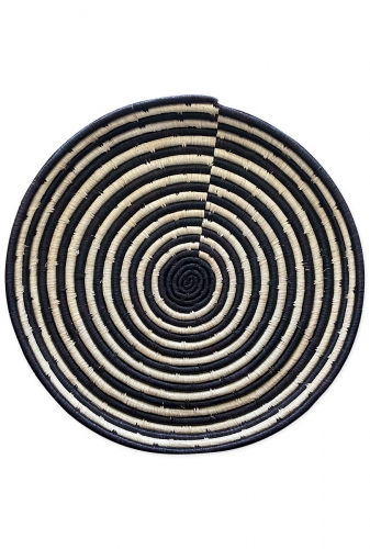Large Woven Platter, Black and White Striped Design
