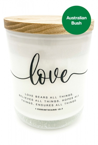 LOVE Candle, Large - 1 Corinthians 13:7