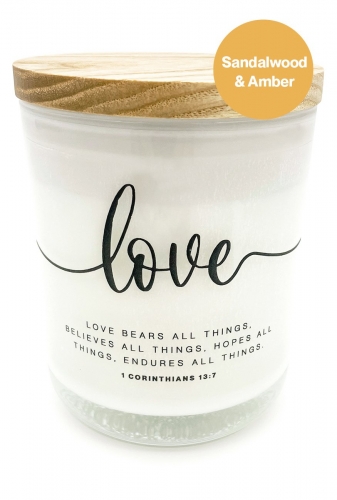LOVE Candle, Large - 1 Corinthians 13:7