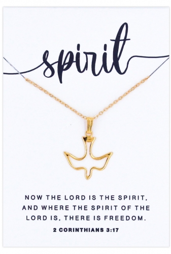 SPIRIT Dove Necklace, Gold - 2 Corinthians 3:17