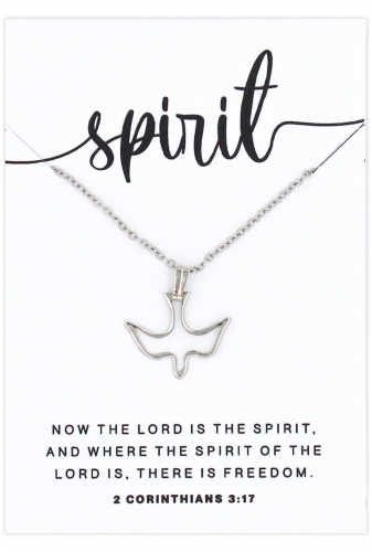 SPIRIT Dove Necklace, Silver - 2 Corinthians 3:17
