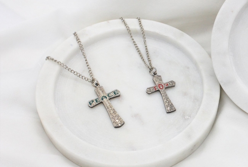 JOY Large Decorated Cross, Silver - Romans 15:13
