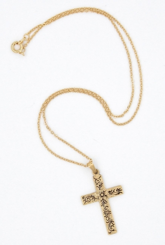 HOPE Decorative Vine Cross Necklace, Gold - Romans 12:12