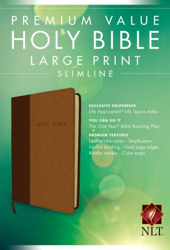 NLT Premium Value Slimline Bible Large Print, Sienna Cross