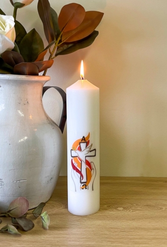 Transfer Paschal Candle Dove Flames